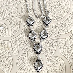 🛍️NEW🛍️CLEAR CRYSTAL & STERLING SILVER HANDCRAFTED NECKLACE